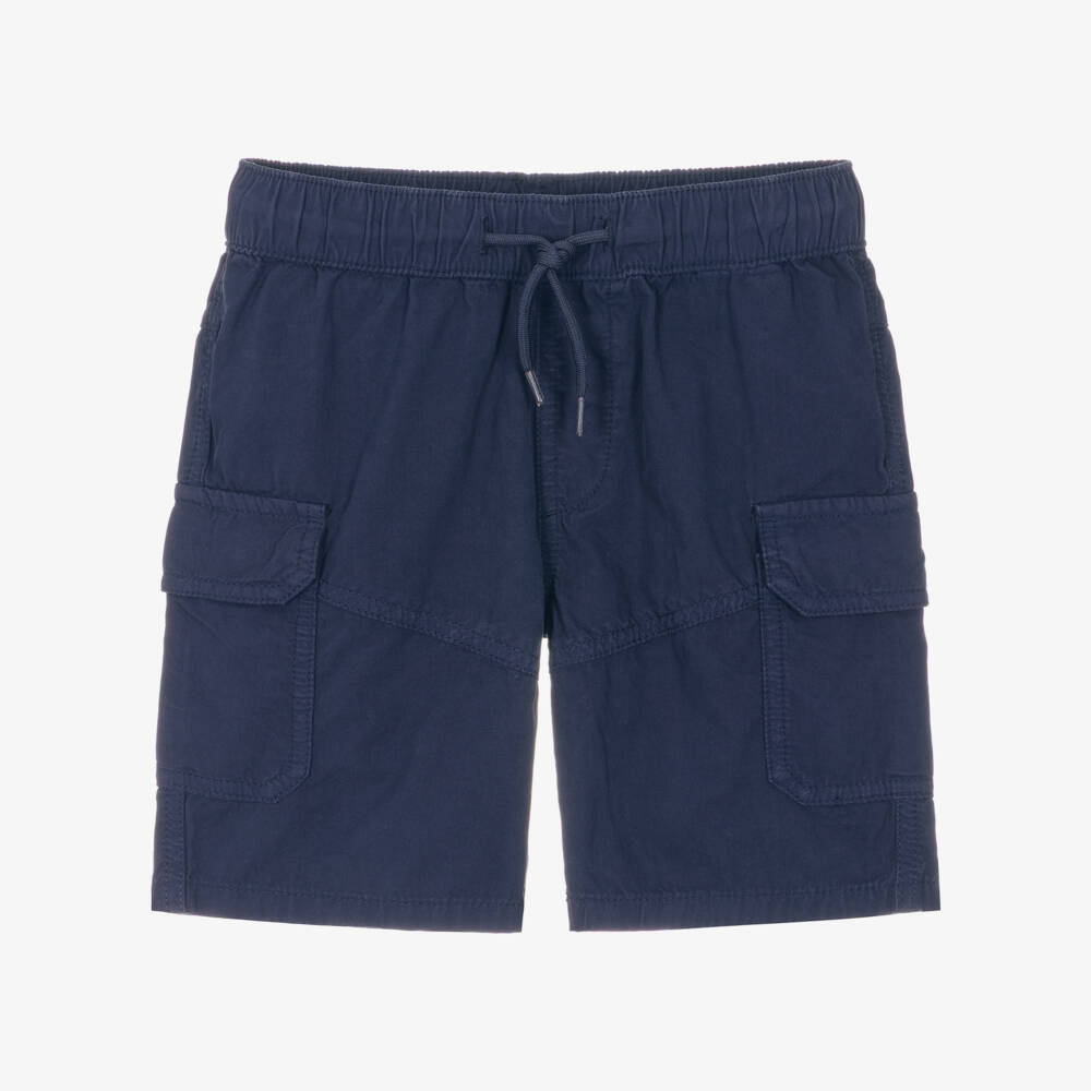 iDO-Boys Navy Blue Cotton Cargo Shorts | Childrensalon