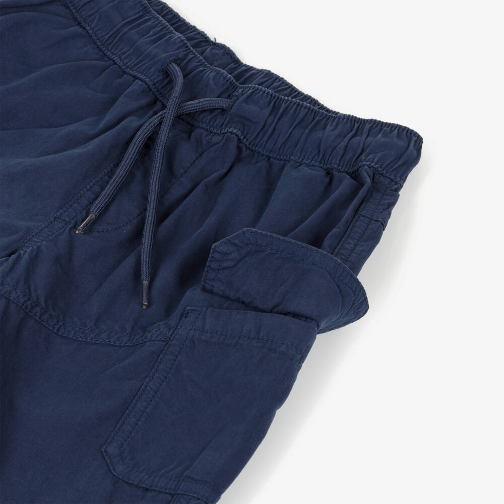 iDO-Boys Navy Blue Cotton Cargo Shorts | Childrensalon