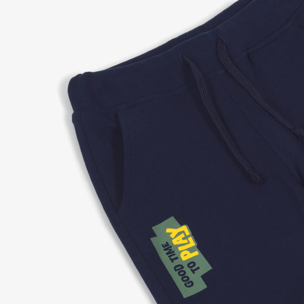 iDO-Джоггеры синие хлопковые с графическим принтом для мальчиков | Childrensalon