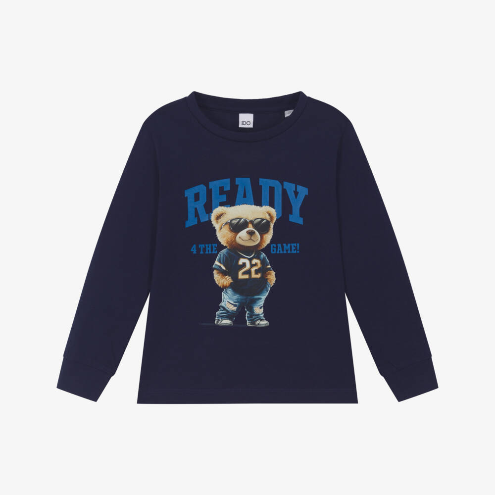 iDO-توب قطن بطبعة دب لون كحلي للأولاد | Childrensalon