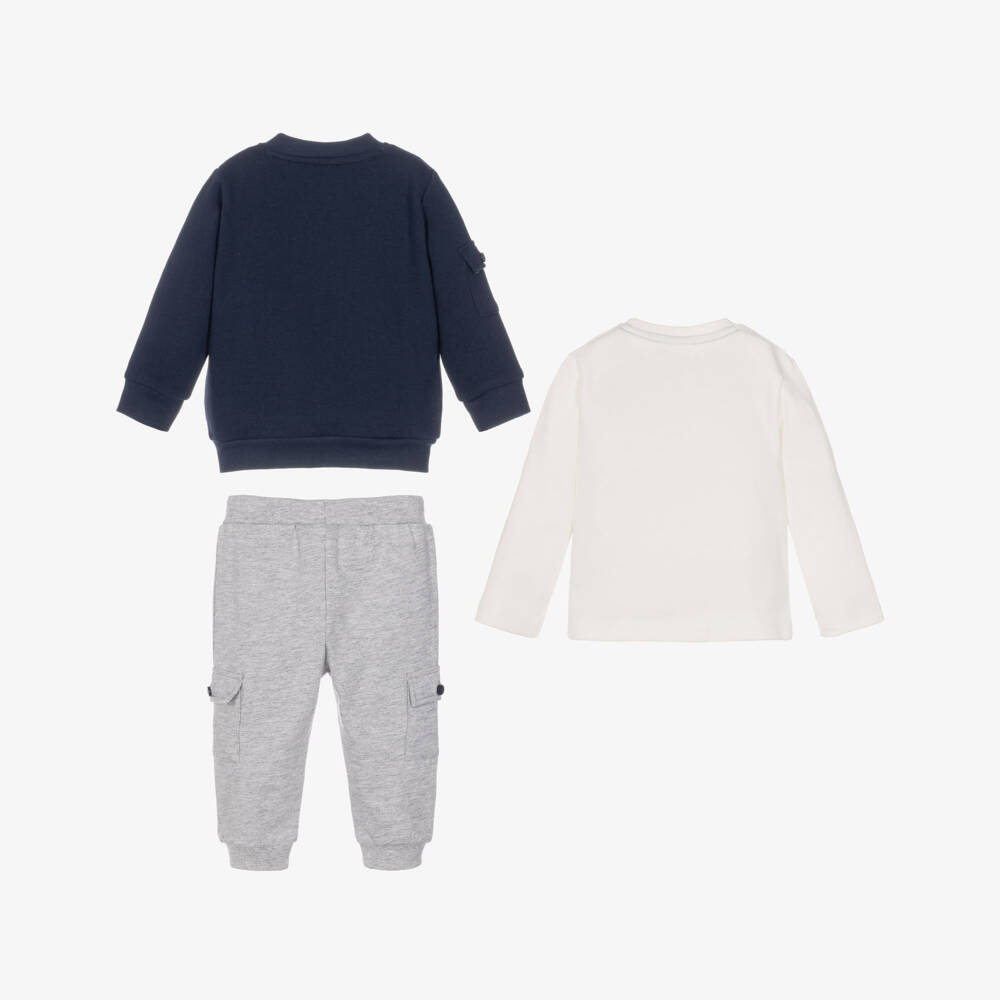 iDO-Boys Navy Blue & Grey Trouser Set | Childrensalon