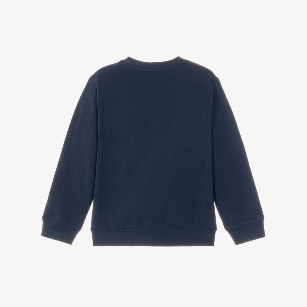 iDO-Boys Navy Cotton Teddy Bear Sweatshirt | Childrensalon
