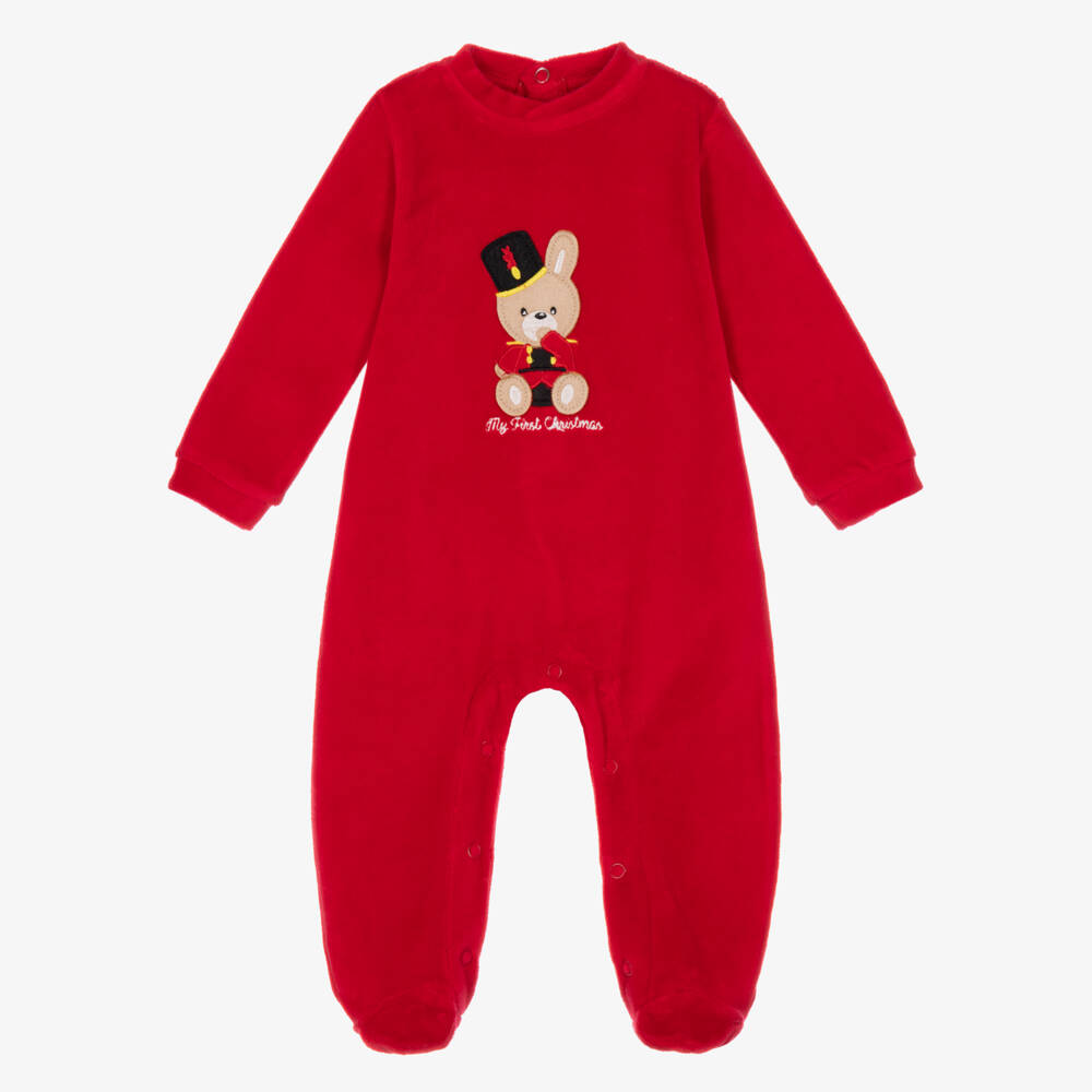iDO-Boys Red Christmas Babygrow with Nutcracker Bunny | Childrensalon