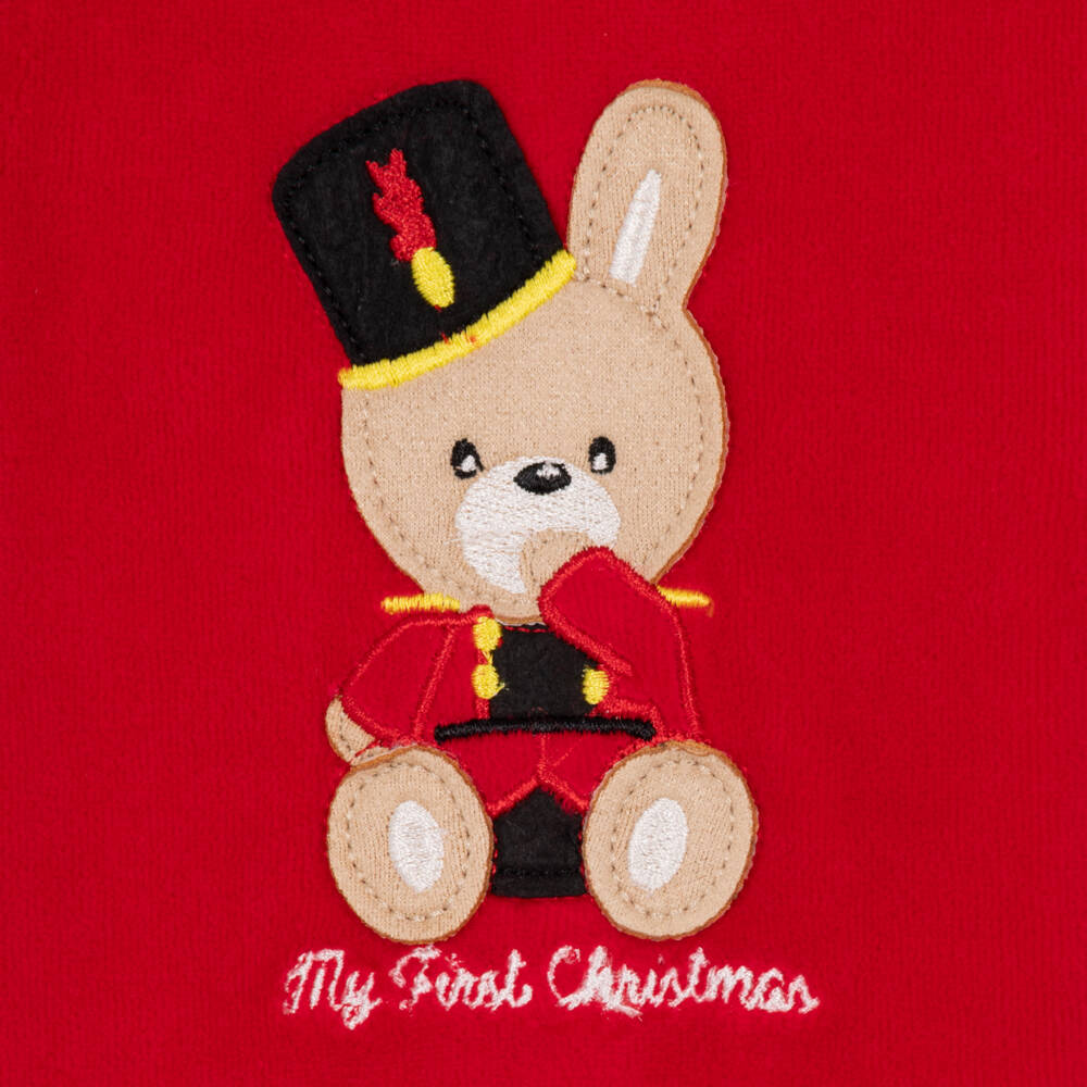 iDO-Boys Red Christmas Babygrow with Nutcracker Bunny | Childrensalon
