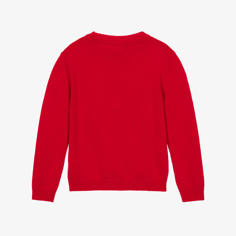 iDO-Boys Red Sweater with Scooter Bear Motif | Childrensalon