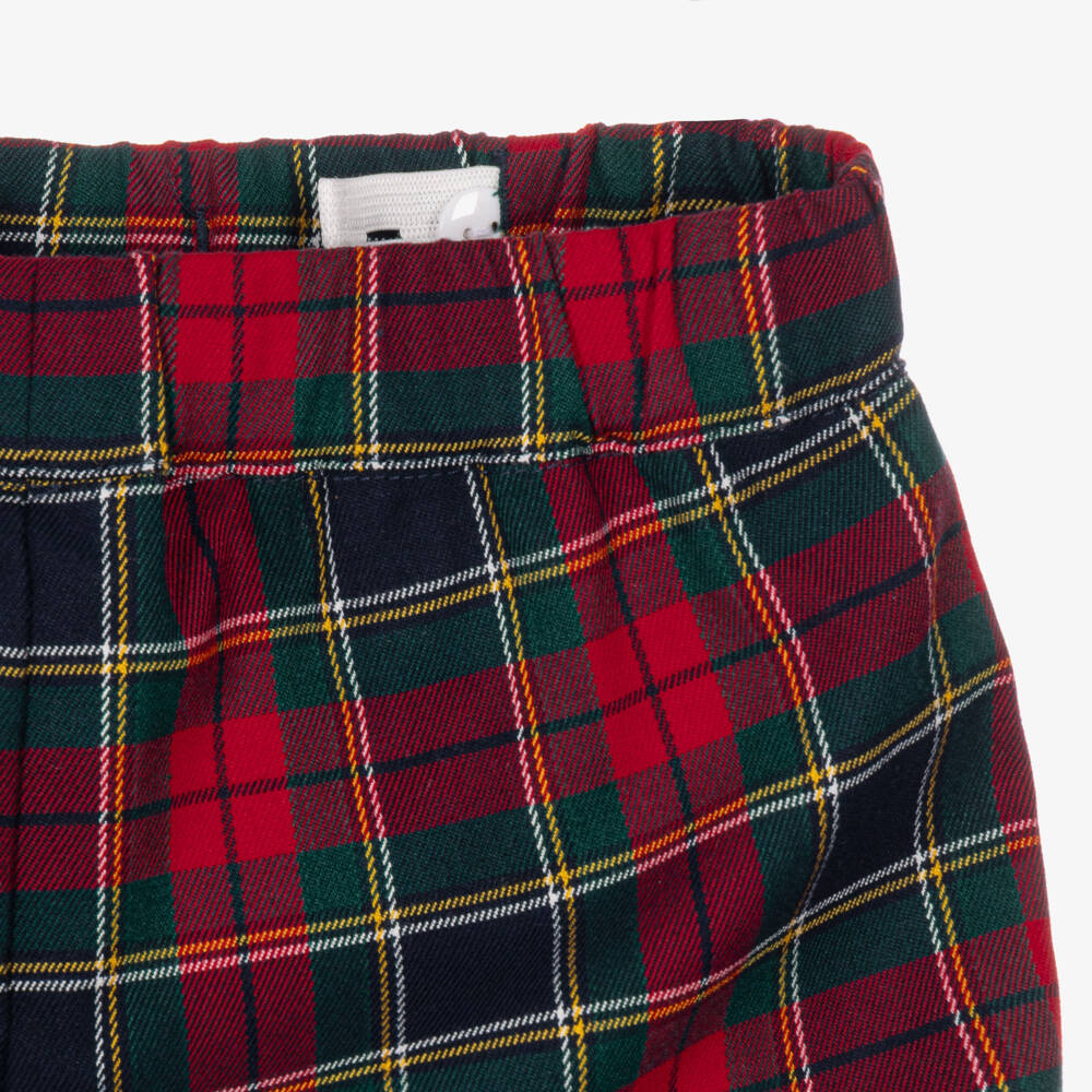 iDO-Boys Red Tartan Relaxed Fit Trousers | Childrensalon