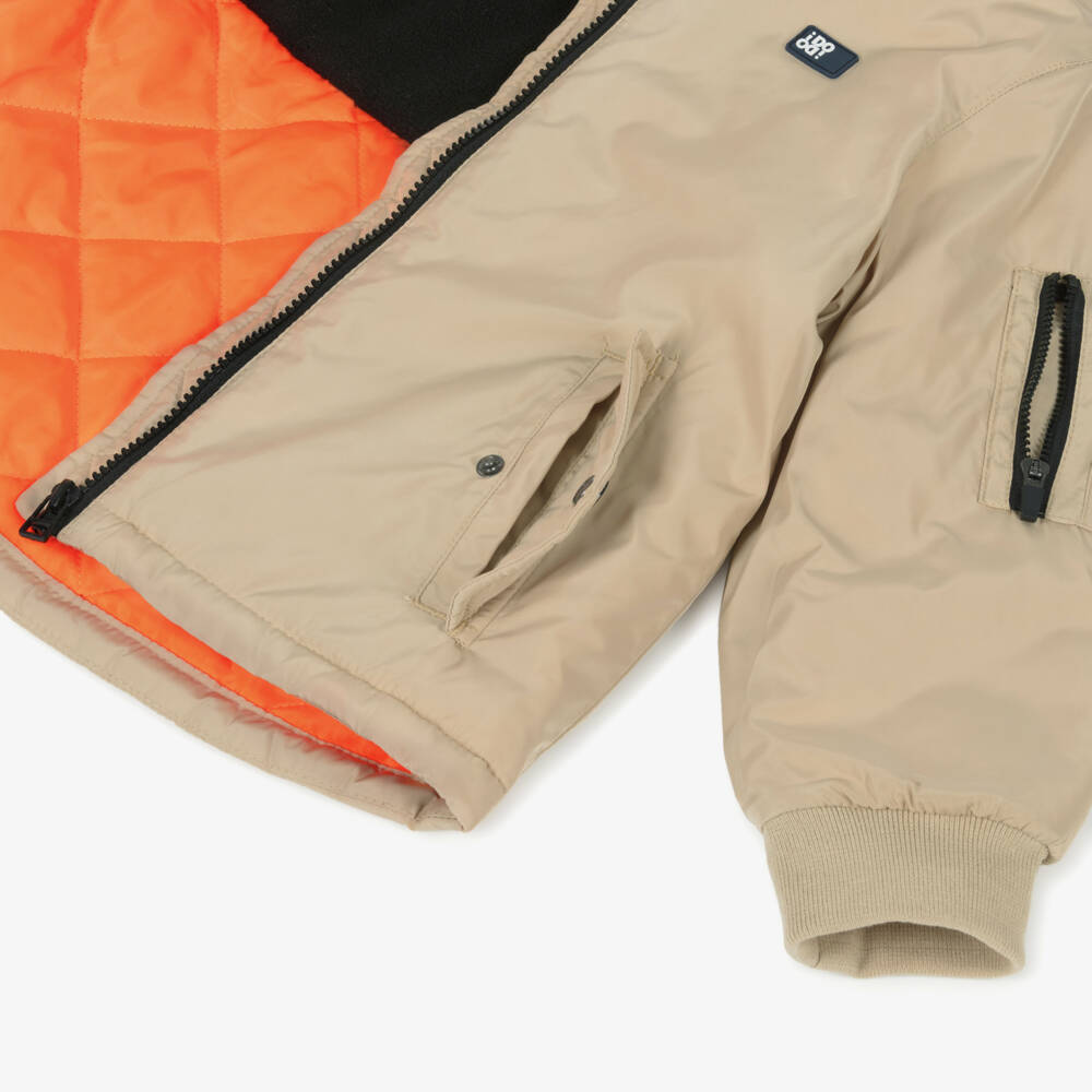 iDO-Boys Silky Beige Hooded Waterproof Coat | Childrensalon