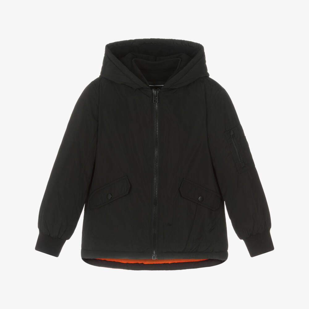 iDO-Boys Silky Black Waterproof Coat with Hood | Childrensalon