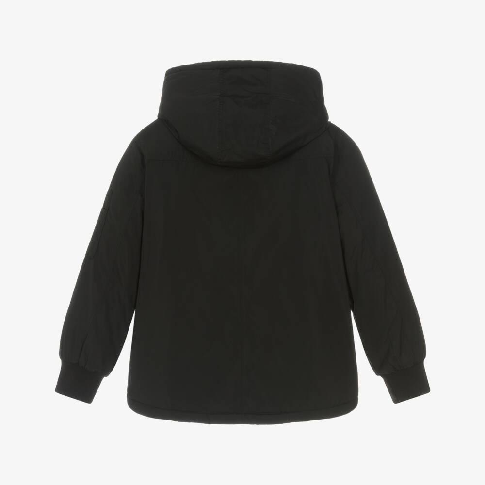 iDO-Boys Silky Black Waterproof Coat with Hood | Childrensalon