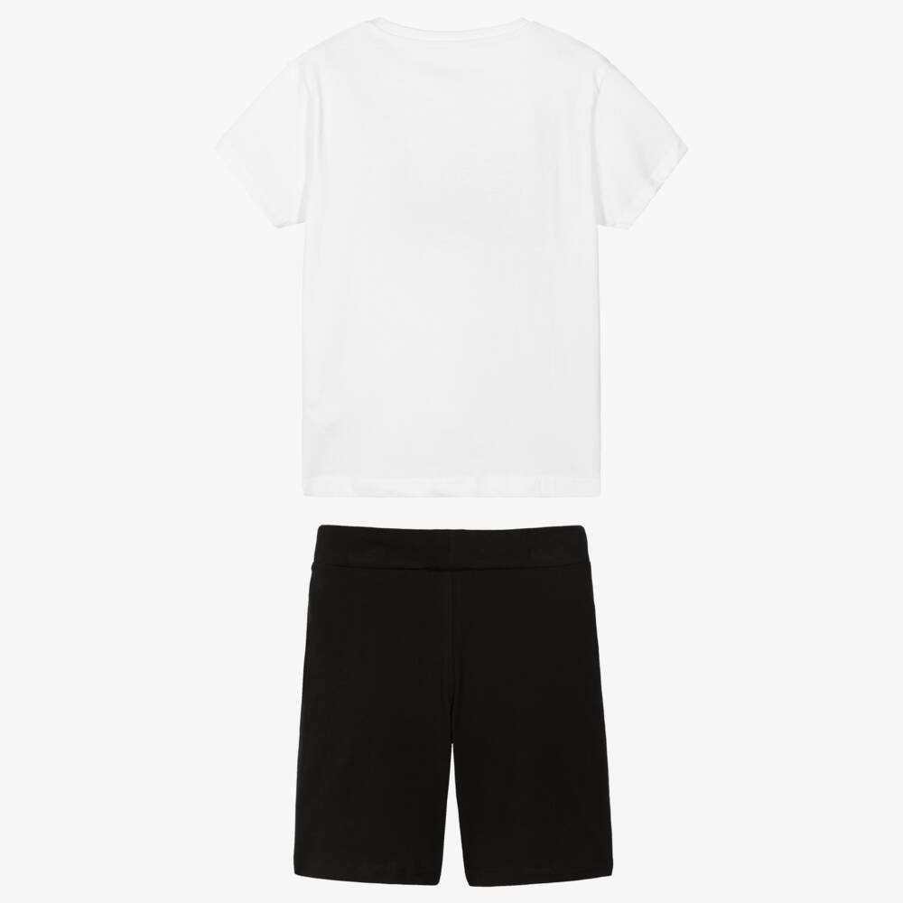 iDO-طقم شورت قطن لون أبيض وأسود للأولاد | Childrensalon