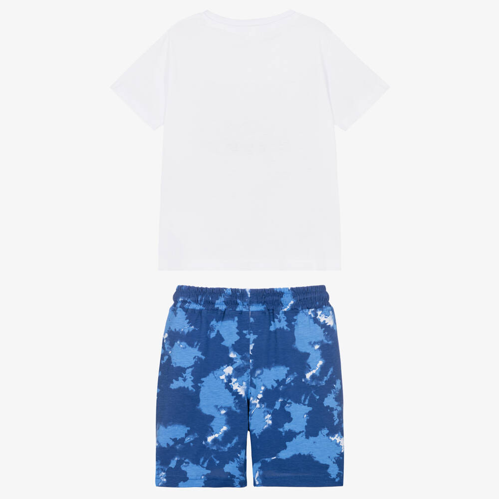 iDO-Boys White & Blue Crocodile Motif Shorts Set | Childrensalon