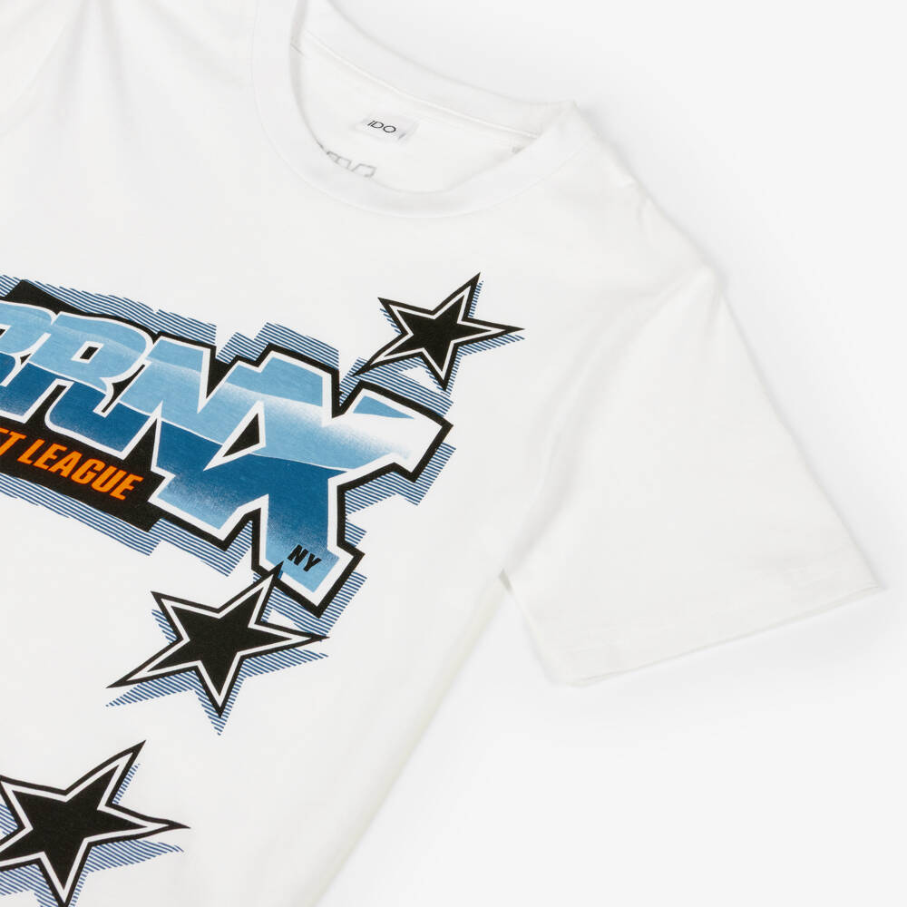 iDO-Футболка белая хлопковая с бейсбольной тематикой для мальчиков | Childrensalon