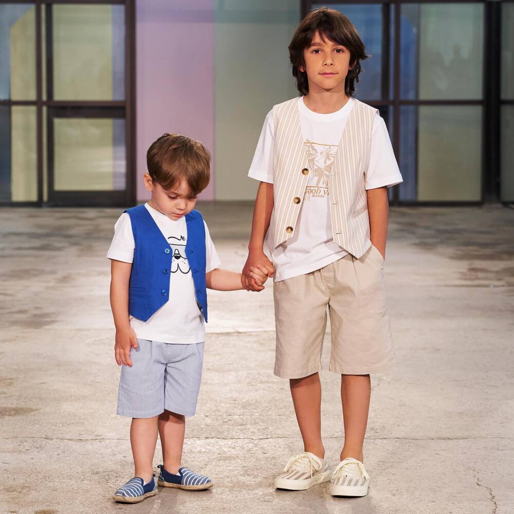iDO-Boys White Cotton Good Vibes T-Shirt | Childrensalon