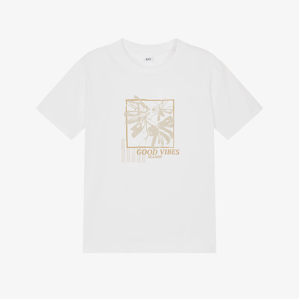 iDO-تيشيرت قطن لون أبيض للأولاد | Childrensalon