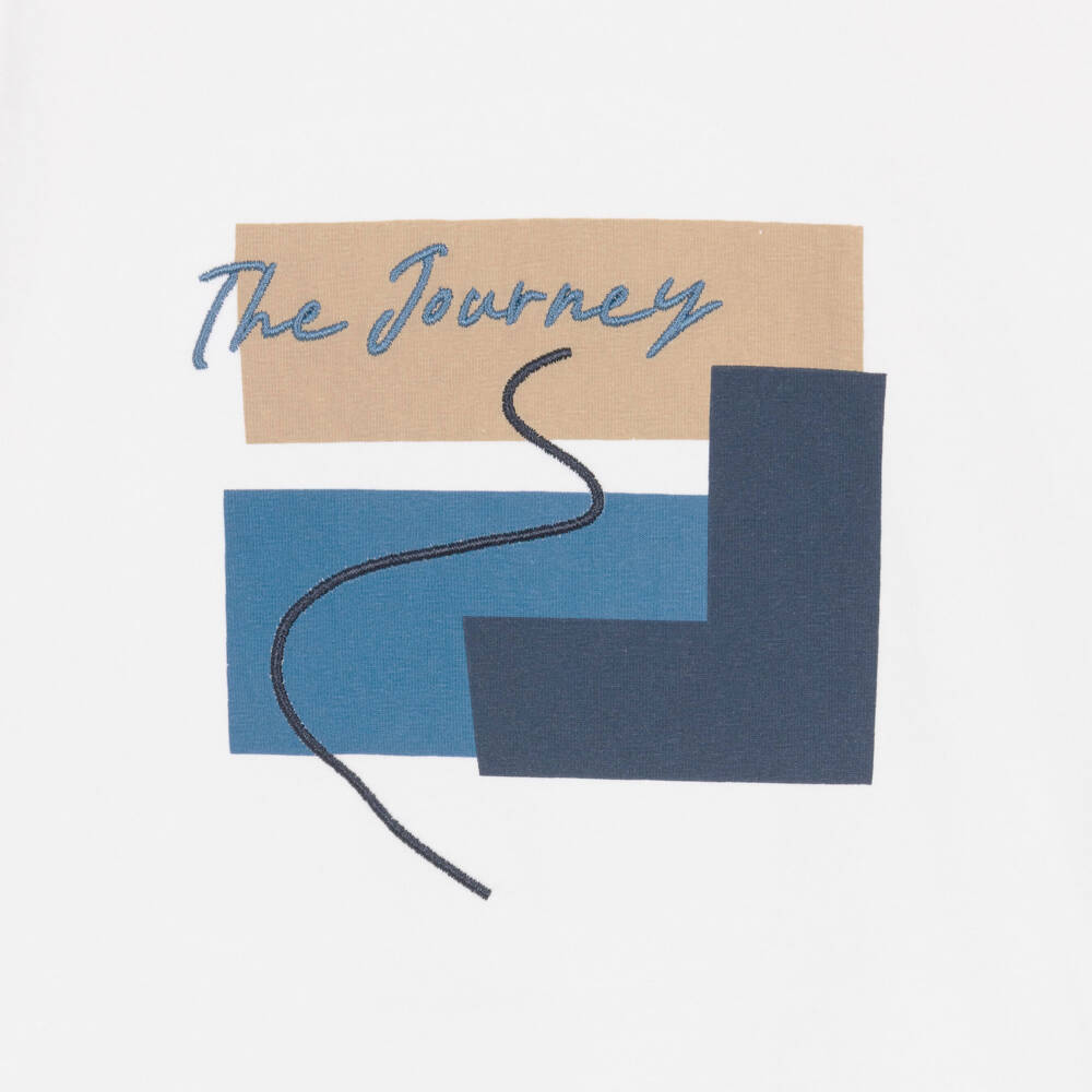 iDO-Boys White Cotton Graphic Print & Embroidered T-Shirt | Childrensalon