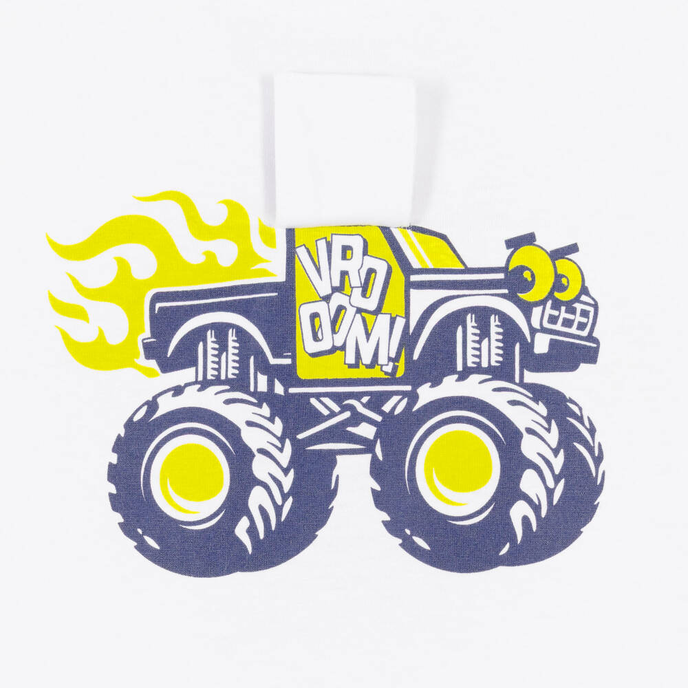 iDO-Boys White Cotton Monster Truck T-Shirt | Childrensalon