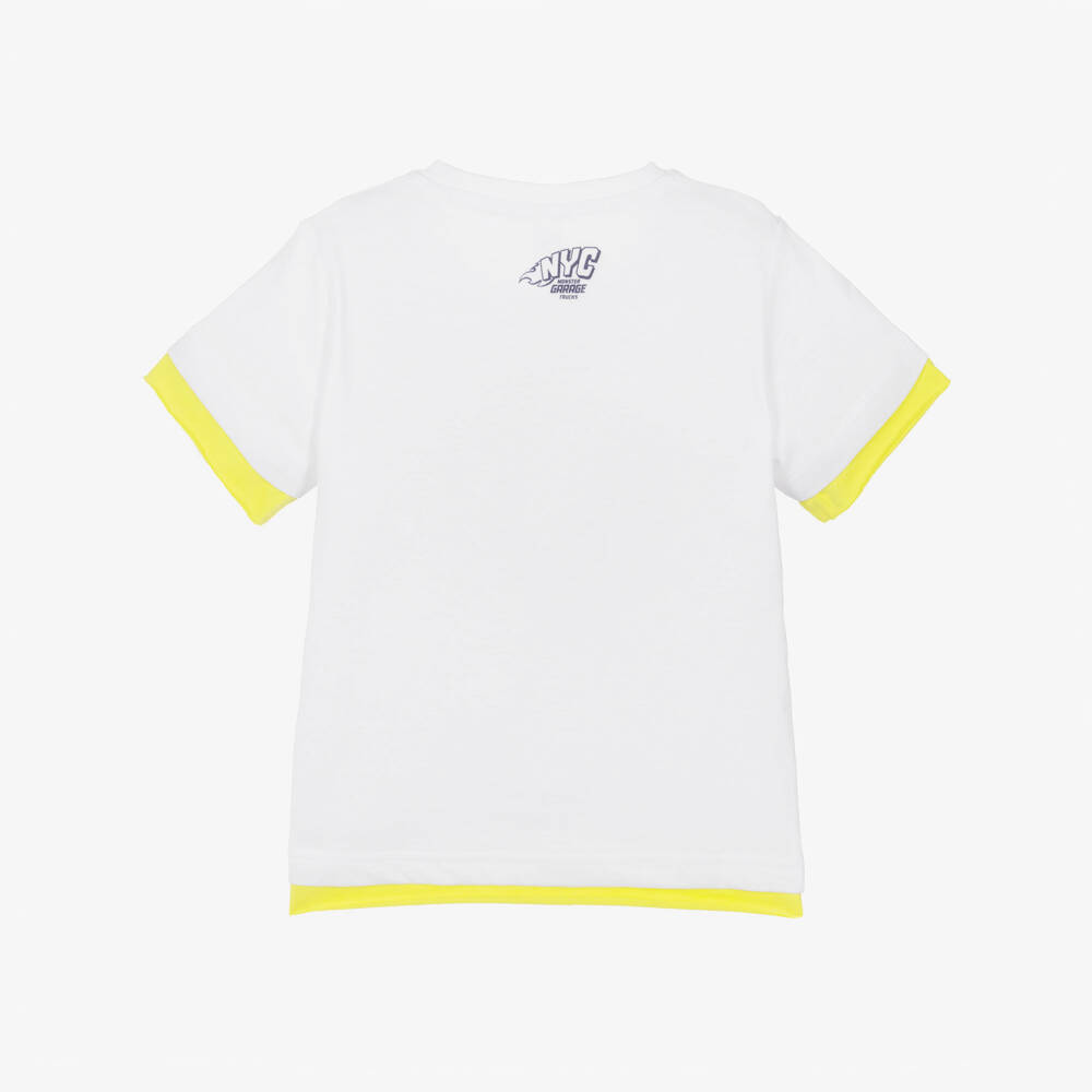 iDO-Boys White Cotton Monster Truck T-Shirt | Childrensalon