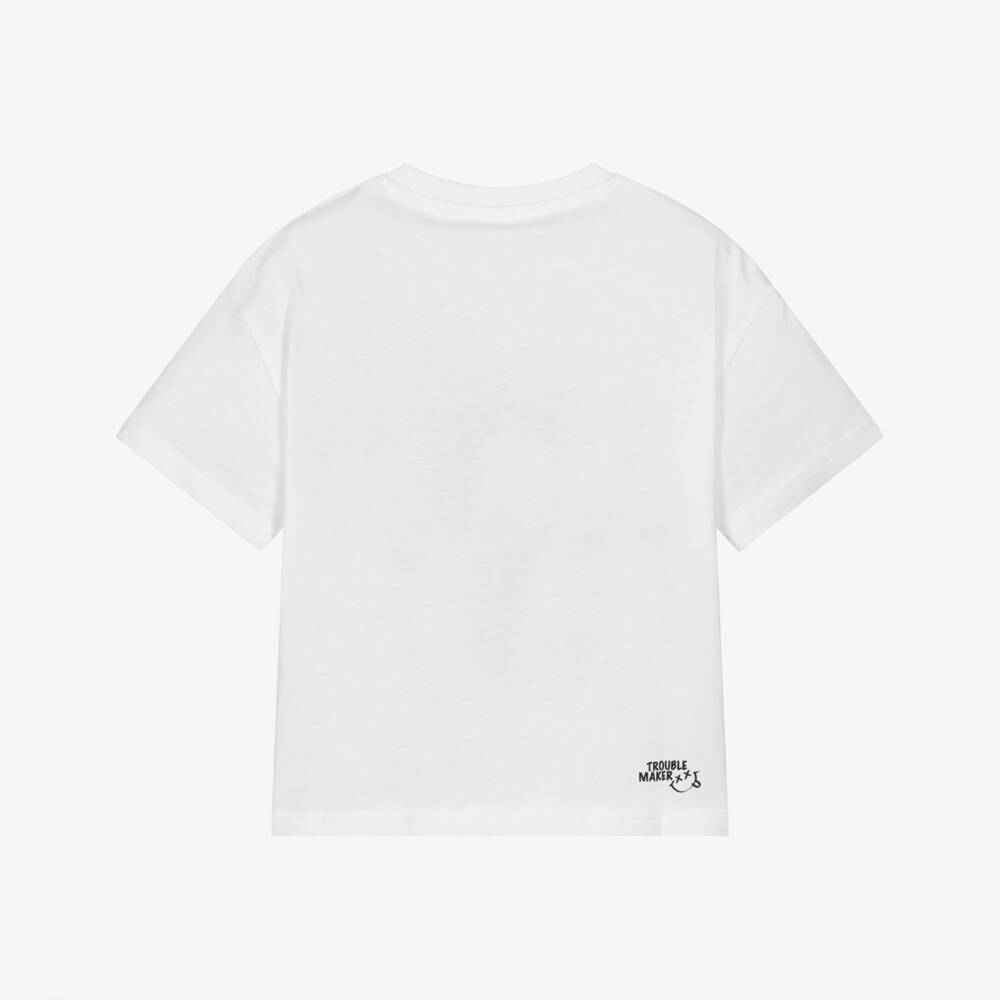 iDO-Boys White Cotton T-Shirt with Cool Dog Graphic | Childrensalon