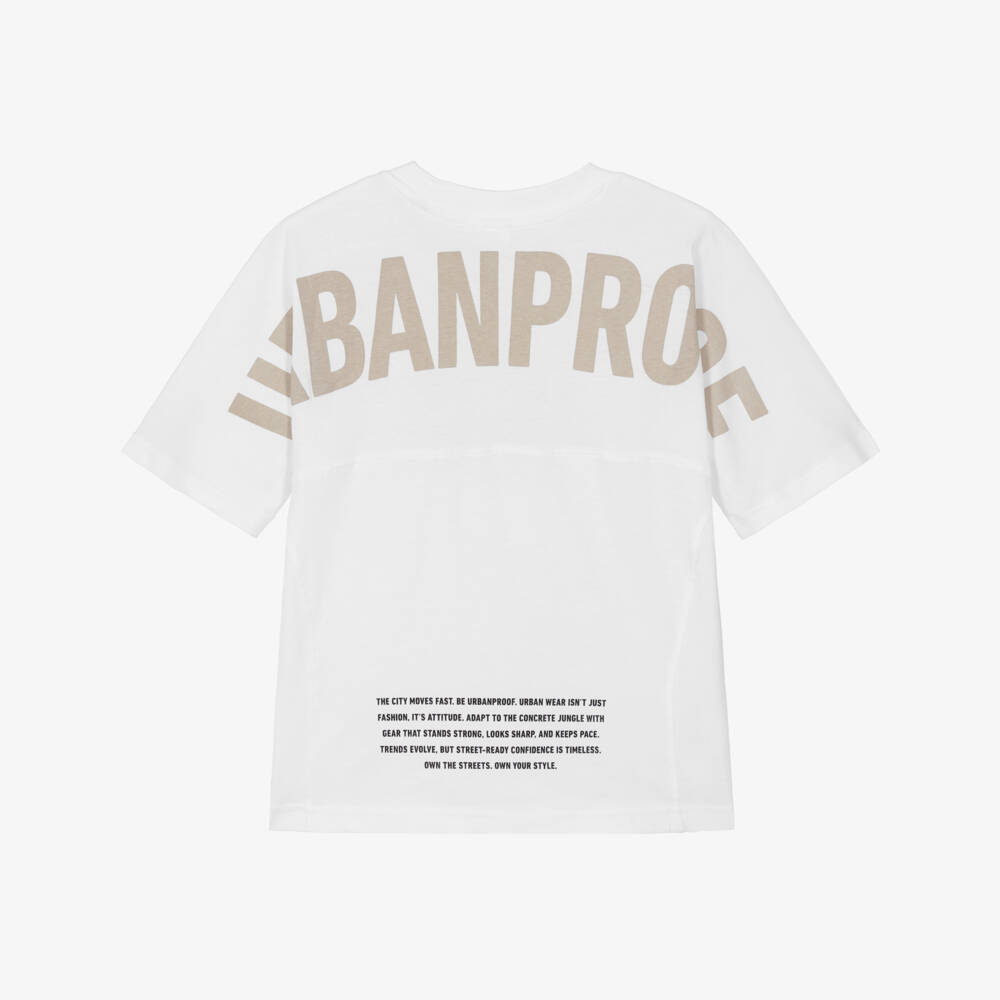 iDO-تيشيرت قطن بشعار أوربان لون أبيض للأولاد | Childrensalon