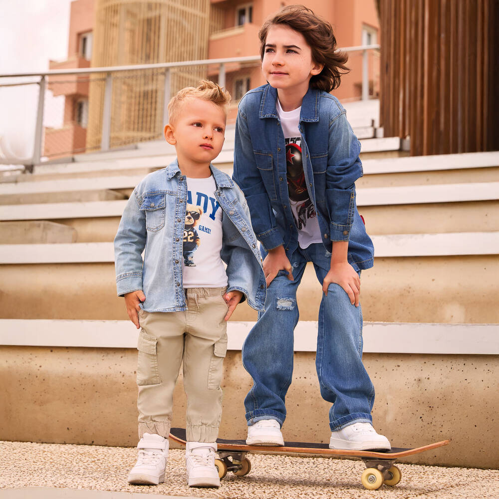 iDO- Топ белый хлопковый с мишкой для мальчиков | Childrensalon