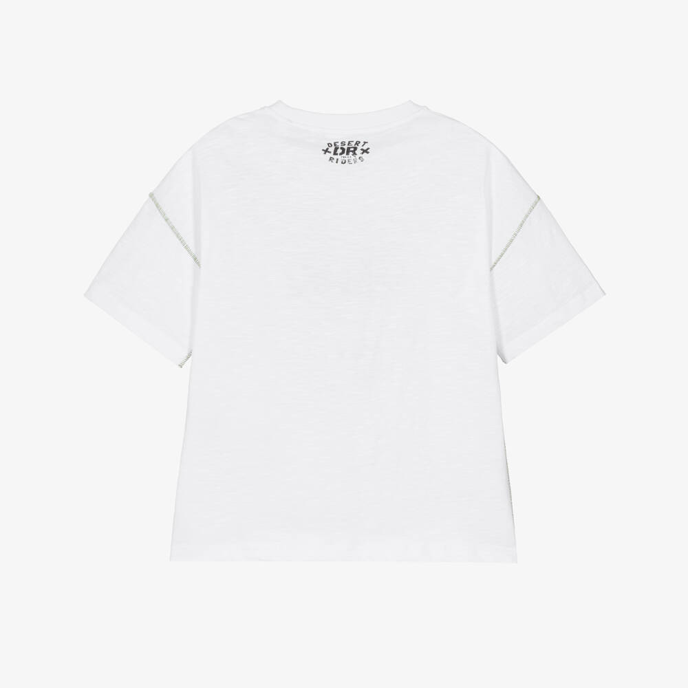 iDO-تيشيرت قطن بطبعة جرافيك لون أبيض للأولاد | Childrensalon
