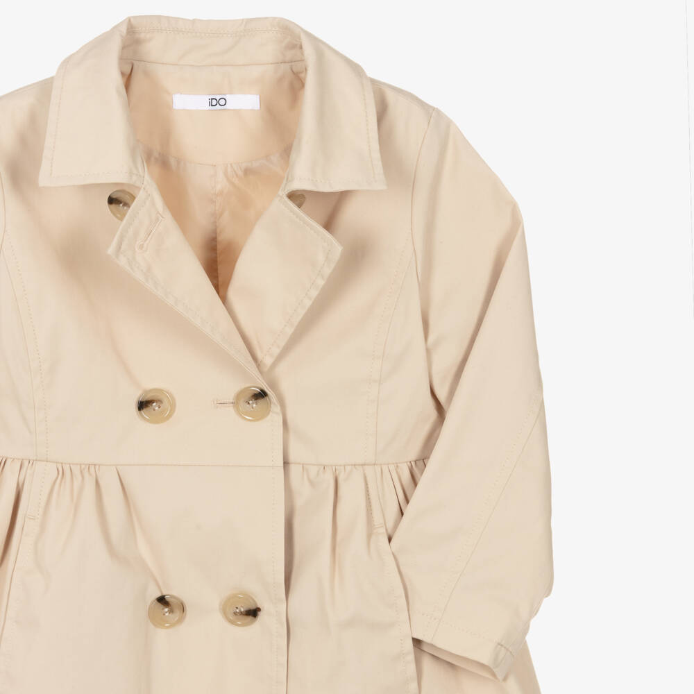 iDO-Girls Beige Belted Trench Coat | Childrensalon
