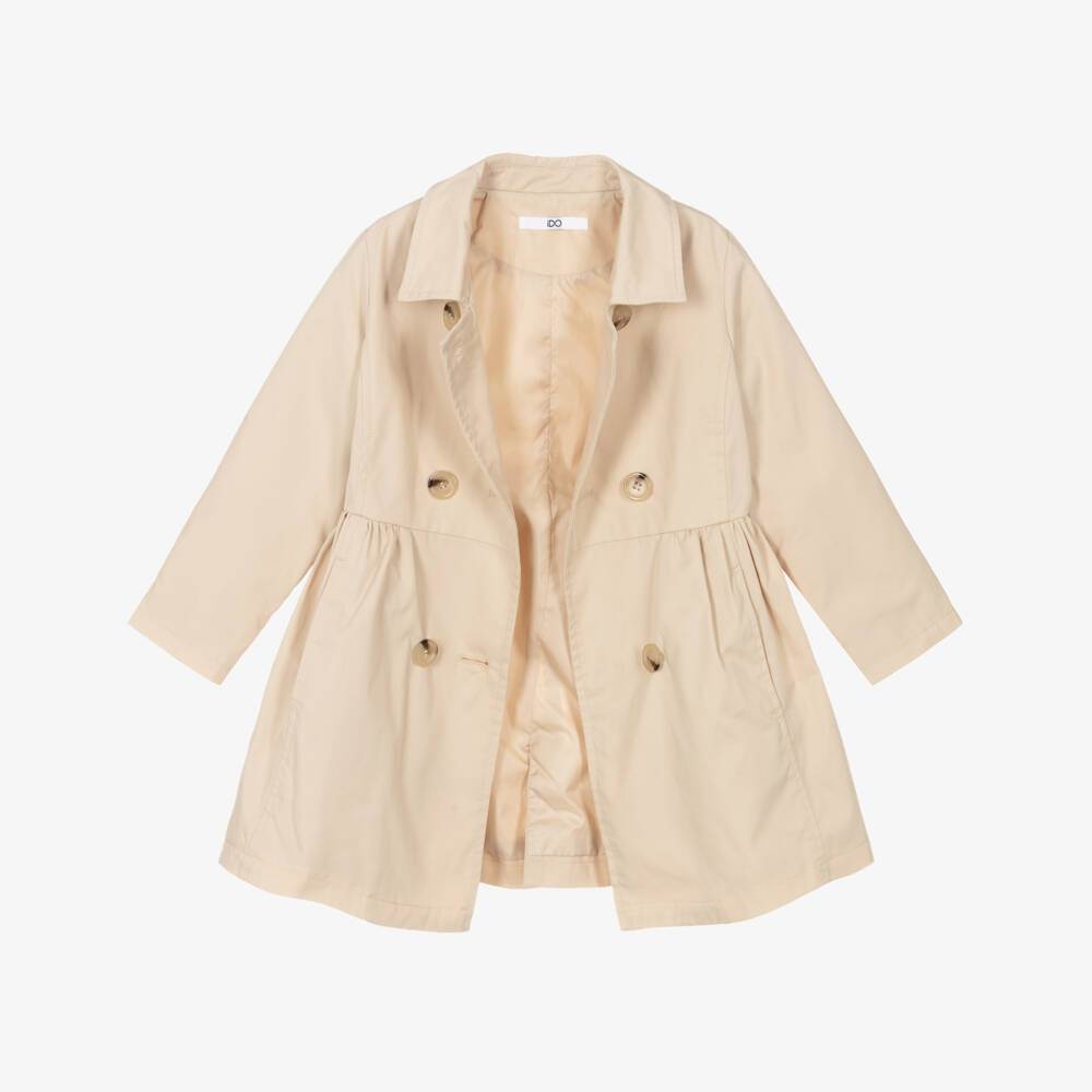 iDO-Girls Beige Belted Trench Coat | Childrensalon