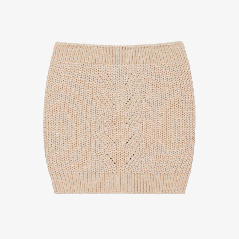 iDO-Снуд бежевый вязаный косичкой из шенилла для девочек | Childrensalon