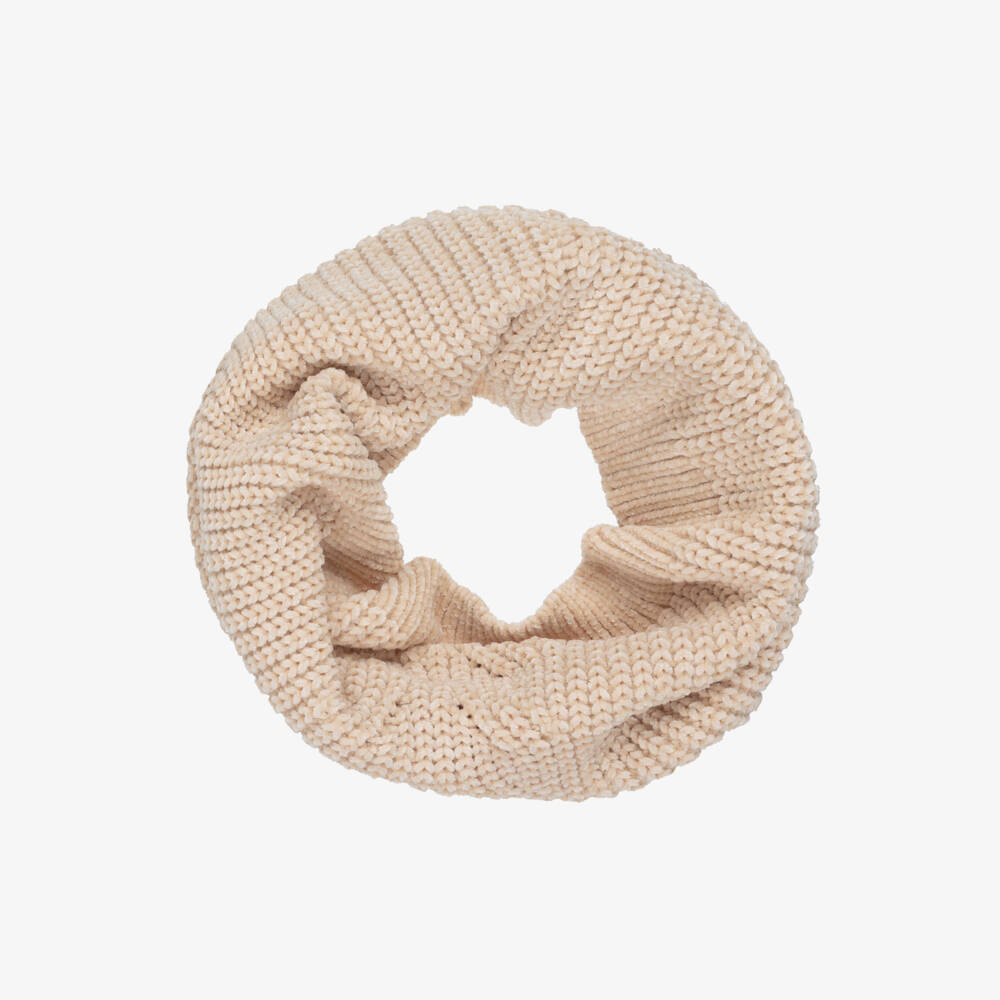 iDO-Girls Beige Chenille Knit Snood with Cable Pattern | Childrensalon