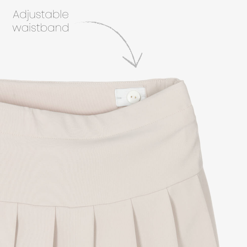 iDO-تنورة بكسرات مربعة لون بيج للبنات | Childrensalon