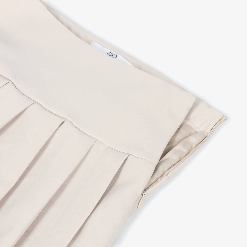 iDO-تنورة بكسرات مربعة لون بيج للبنات | Childrensalon