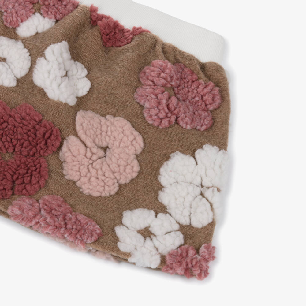 iDO-تنورة مزينة بورود تيدي فليس لون بيج وزهري | Childrensalon