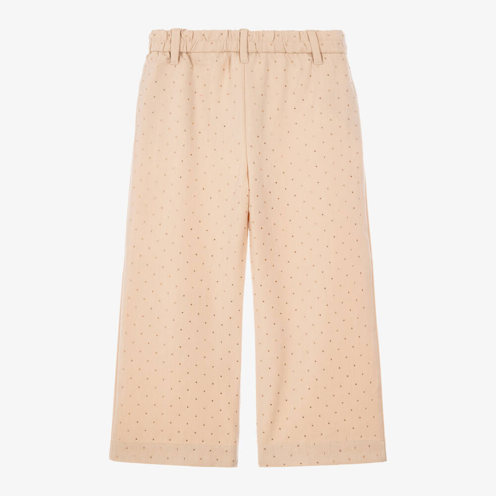 iDO-Girls Beige Trousers with Sparkly Diamanté | Childrensalon