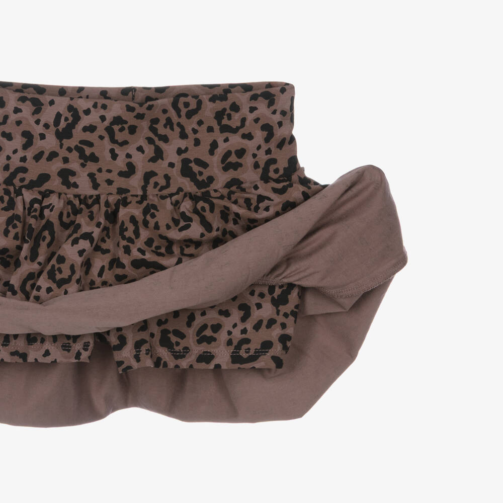 iDO-Girls Black & Brown Leopard Print Skirt Set | Childrensalon
