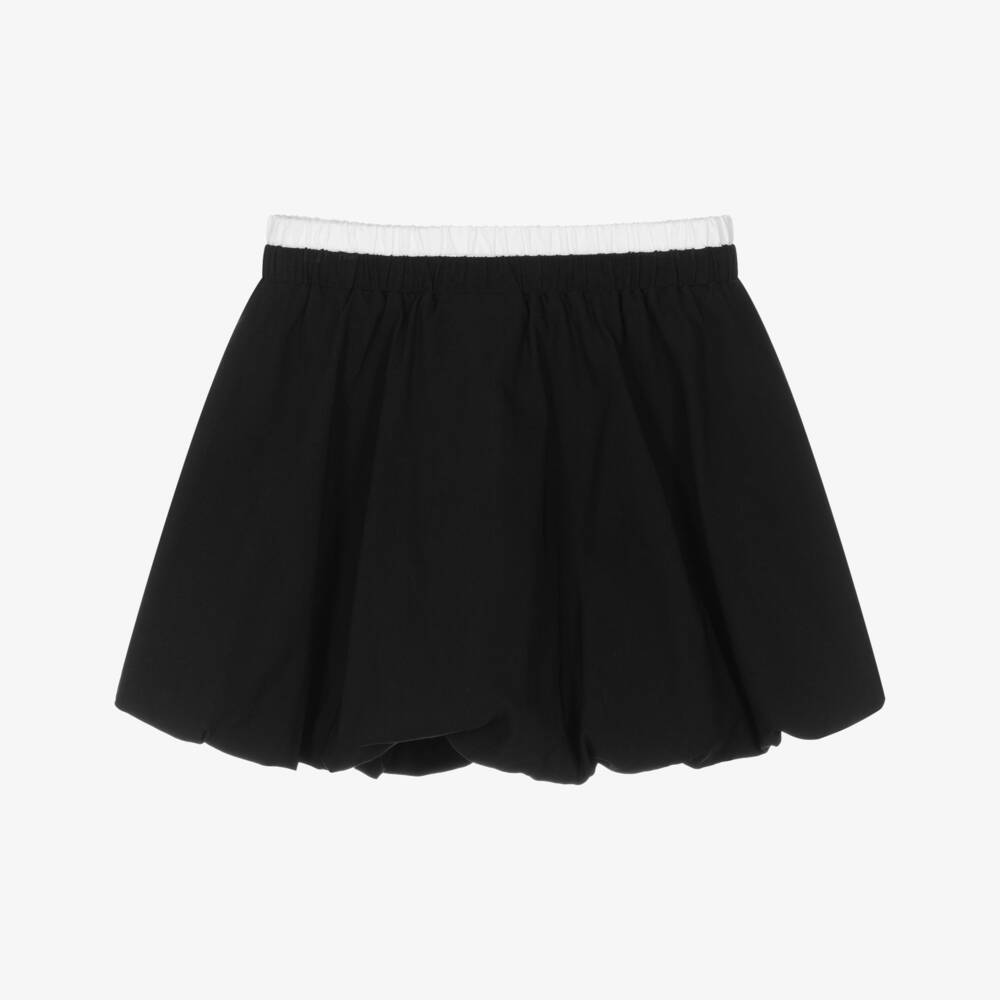 iDO-تنورة بحافة بتصميم فقاعي جيرسي لون أسود للبنات | Childrensalon