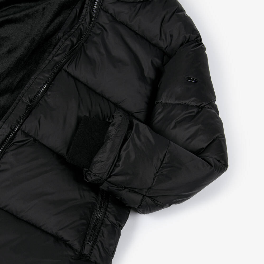 iDO-Пальто-пуховик чёрное с поясом для девочек | Childrensalon