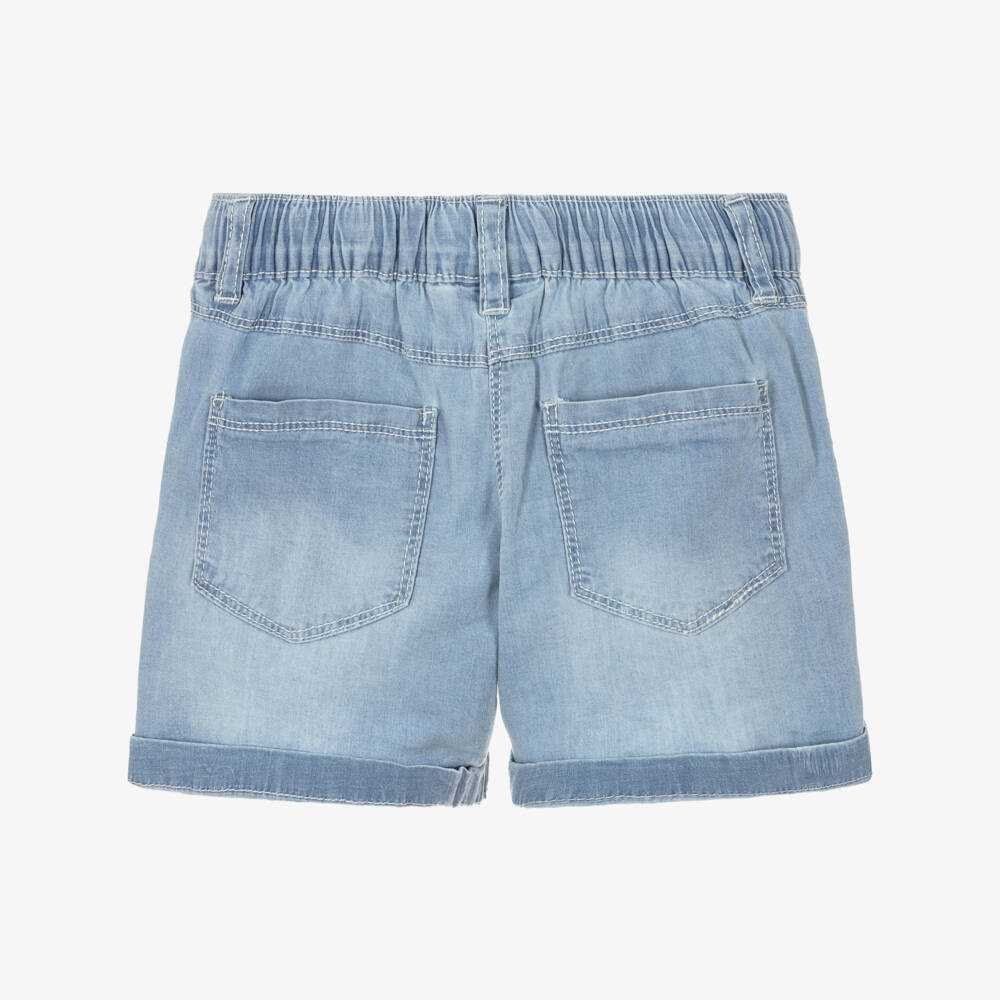 iDO-Girls Blue Chambray Shorts with Turn-Ups | Childrensalon