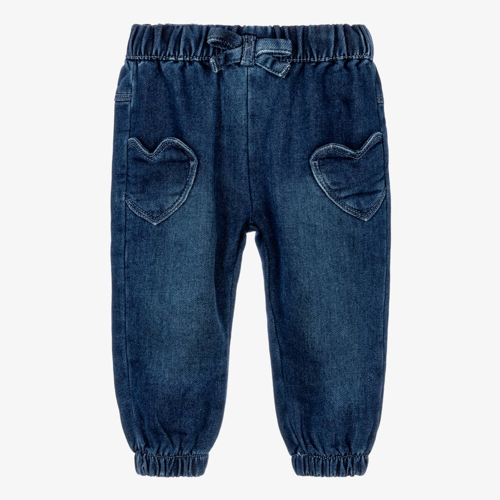 iDO-Girls Dark Blue Denim Jeans with Heart-Shaped Pockets | Childrensalon