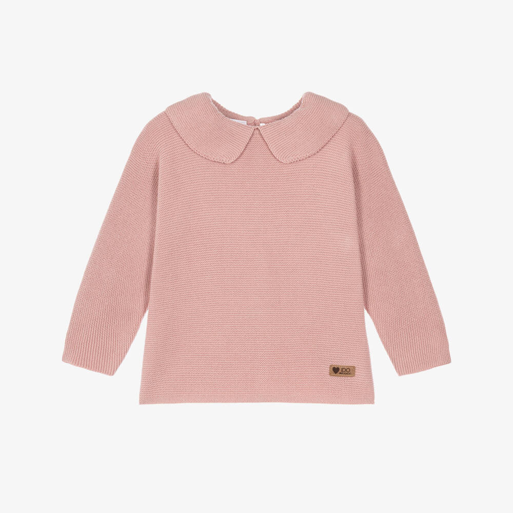 iDO-Girls Dusky Pink Cotton Knit Sweater | Childrensalon