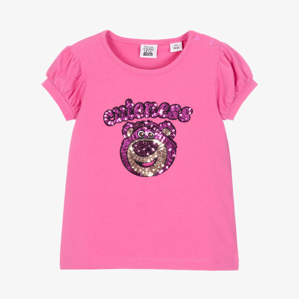iDO-Girls Fuchsia Pink Cotton Lotso Bear T-Shirt | Childrensalon