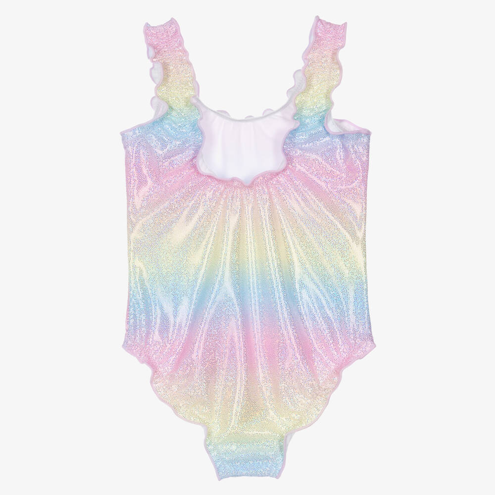 iDO-Girls Glittery Pastel Rainbow Swimsuit | Childrensalon