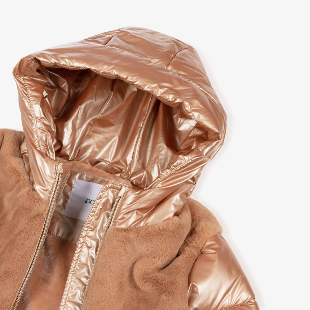 iDO-Girls Golden Brown Puffer Coat | Childrensalon