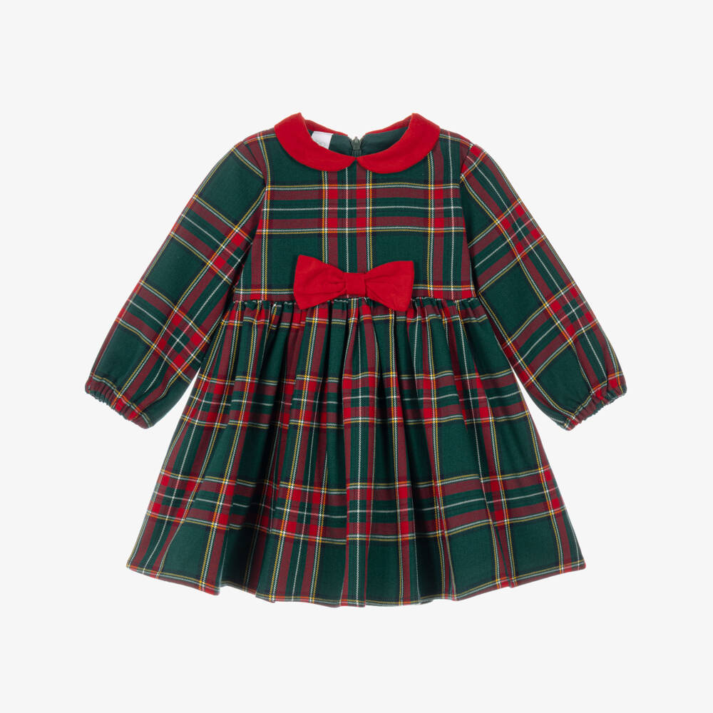 iDO-Girls Green & Red Tartan Dress | Childrensalon