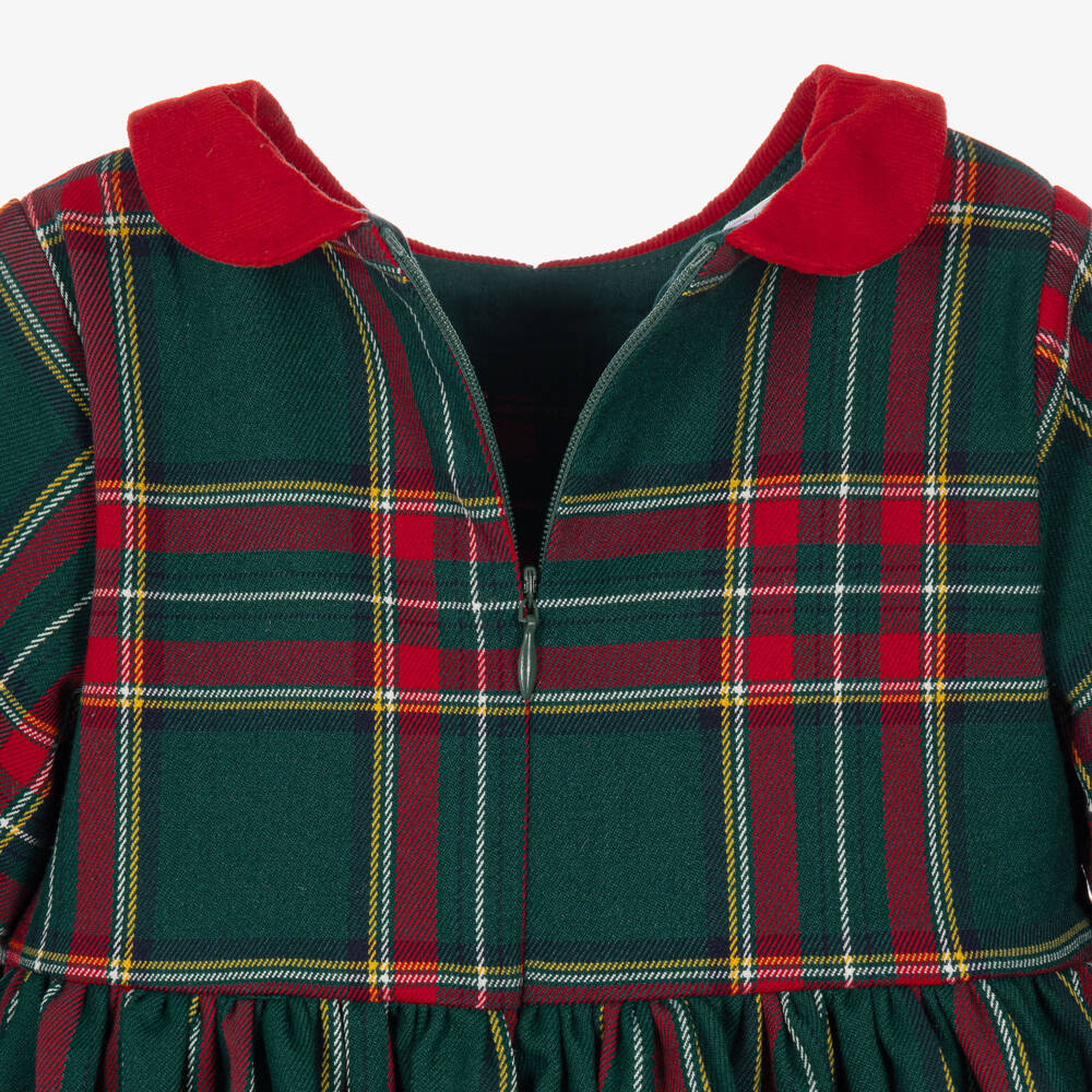 iDO-Girls Green & Red Tartan Dress | Childrensalon