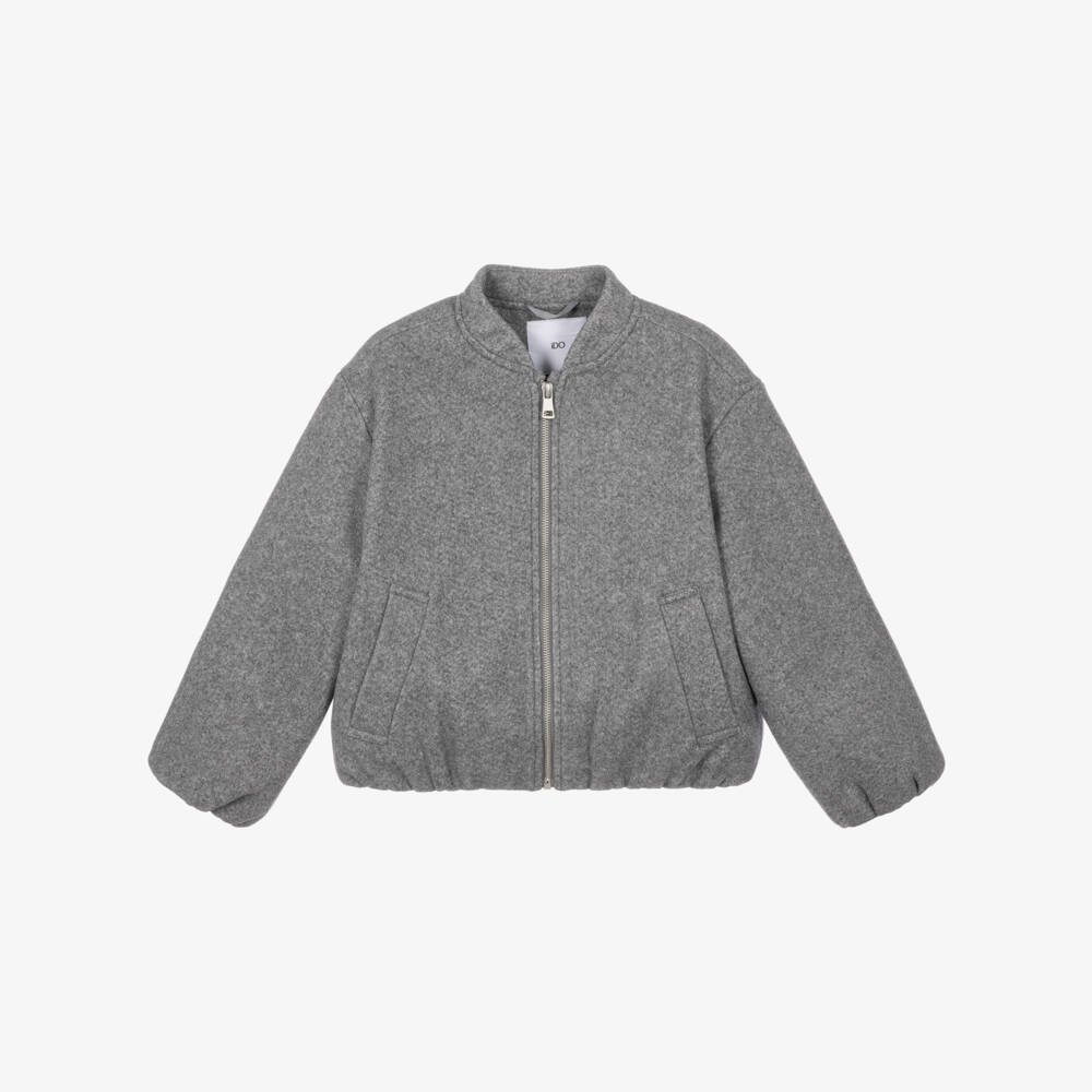 iDO-Girls Grey Felted Bomber-Style Jacket | Childrensalon