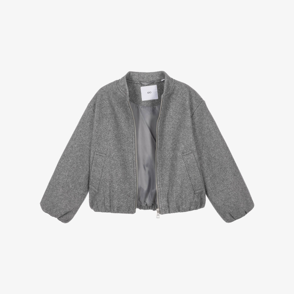 iDO-Girls Grey Felted Bomber-Style Jacket | Childrensalon