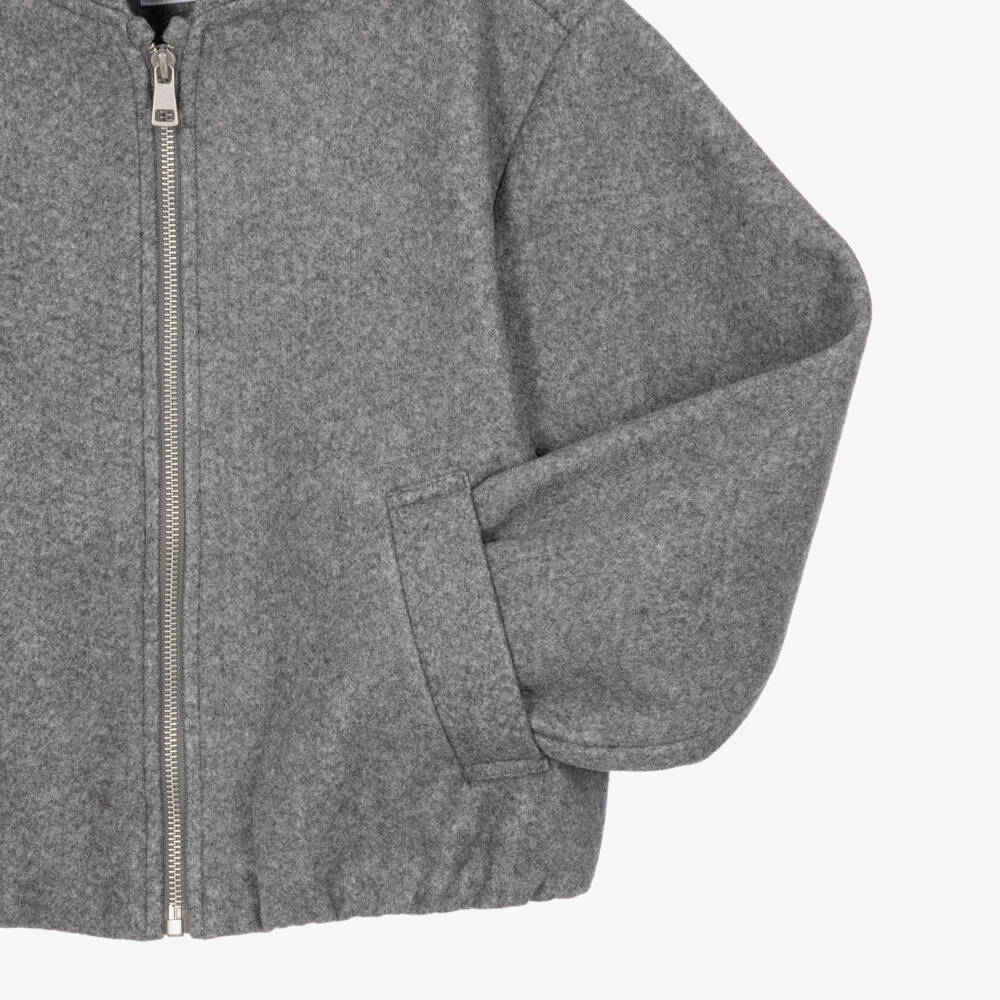 iDO-Girls Grey Felted Bomber-Style Jacket | Childrensalon