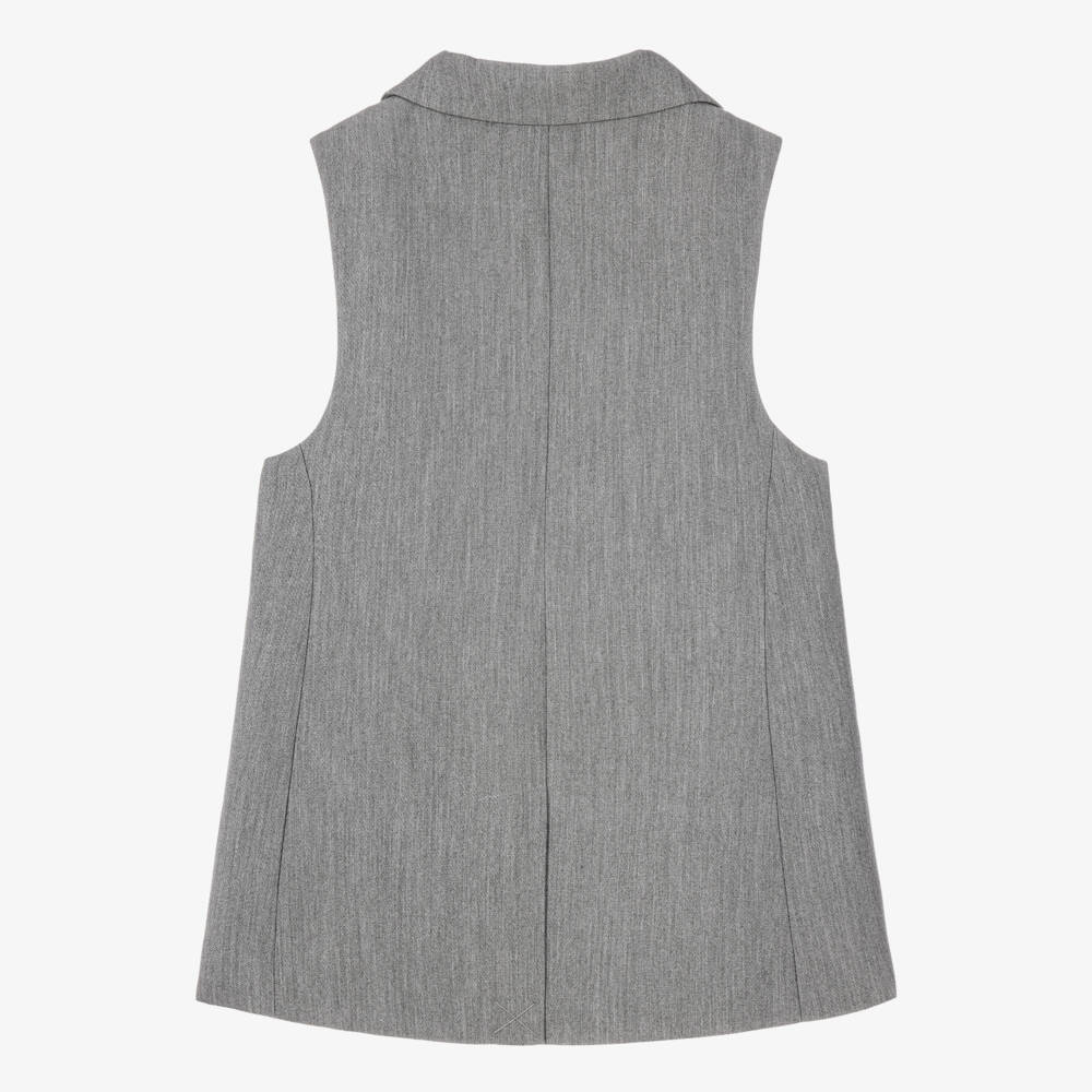 iDO-Girls Grey Single Button Sleeveless Blazer | Childrensalon