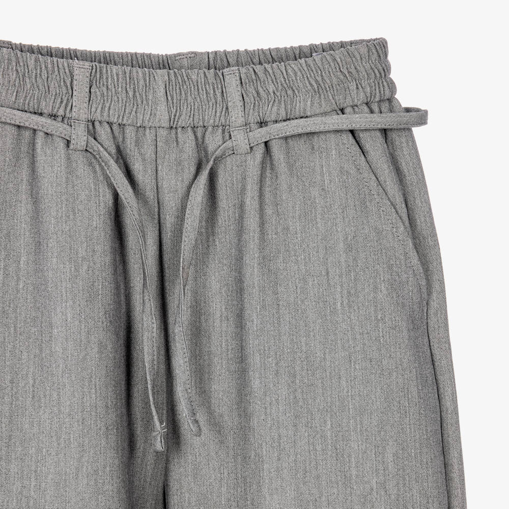iDO-Girls Grey Wide Leg Trousers with Elasticated Waist | Childrensalon