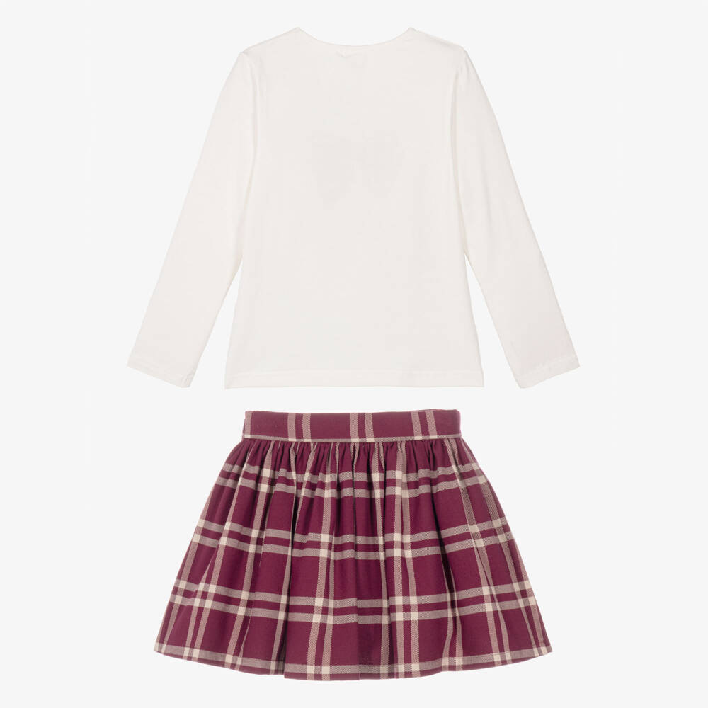 iDO-Girls Ivory & Burgundy Skirt & Handbag Set | Childrensalon